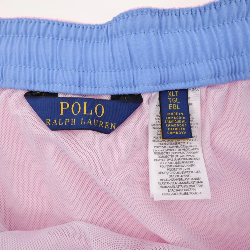 NEW Polo Ralph Lauren Traveler Swim Trunks Pink Mesh Liner Mens XLT